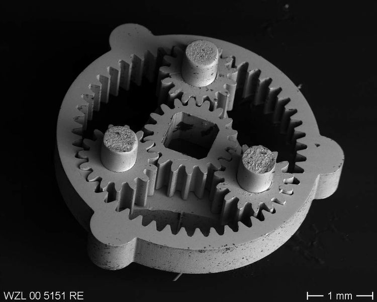 Planetengetriebe mit Geometrien im Mikrometerbereich, hergestellt durch Funkenerosion.Bild: WZL (Archiv: Vogel Business Media)