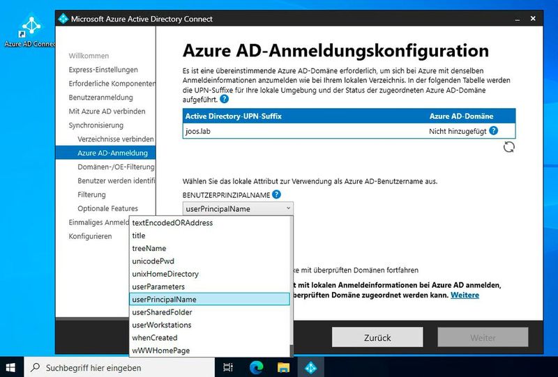Anmelden an Azure AD für die Synchronisierung mit AD. (Bild: Microsoft / Joos)