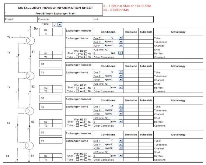 Fig. 2: Example of a metallurgy review information sheet  (Picture: UOP)