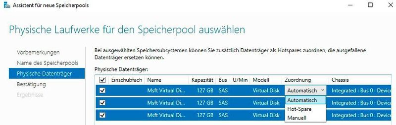 Storage-Pools lassen sich auch im Server-Manager erstellen. (Joos/Microsoft (Screenshot))