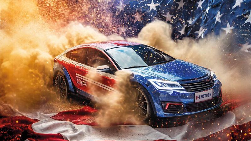 Die E-Mobilität ist in den USA eine politische Angelegenheit. Wie geht es weiter nach den Wahlen?(Bild:  KI-generiert/Firefly)