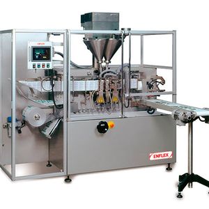 Enflex is presenting F-11, a machine that manufactures, fills and seals flat flexible pouches specifically designed for the pharmaceutical industry. (Source:  Coesia)