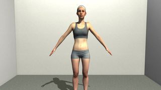 Ein virtuelles Abbild des Teilnehmers kann per Joypad so verändert werden, dass es mehr oder weniger Körpergewicht hat. (MPI f. biologische Kybernetik/ A. Thaler)