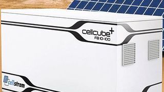 Die Großbatterie Cellcube stieß am Intersolar-Stand von a+f auf großes Interesse. Bild: Gildemeister (Archiv: Vogel Business Media)