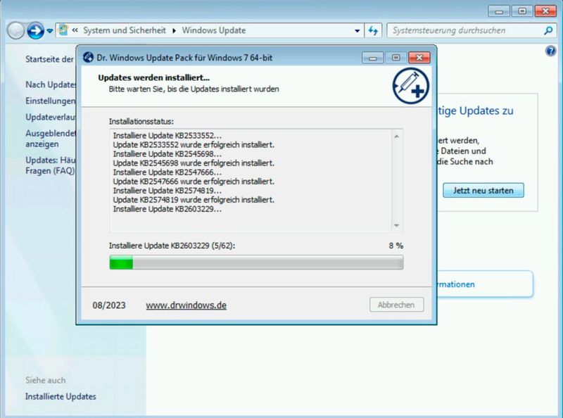 Das Update-Pack von Dr. Windows installiert seine Updates. (Bild: Joos)