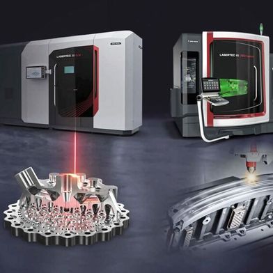 Die «Lasertec DED hybrid»- und «Lasertec SLM»-Technologien integrieren sich nahtlos in durchgängige Prozessketten der additiven Fertigung und setzen neue Massstäbe für Präzision und Produktivität in der Serienfertigung. (Bild: DMG Mori)