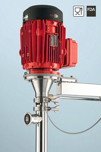 Die neue Exzenterschneckenpumpe Food mit Clampverbindung zwischen Lagerflansch und Außenrohr (Bild: Flux)