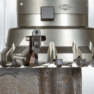 Auch in einem anspruchsvollen Umfeld bleibt die Innovationskraft ein entscheidender Faktor für die Wettbewerbsfähigkeit von Mapal. Ein Beispiel aus dem Jahr 2025 ist der Wendeschneidplattenfräser NeoMill-16-Finish für maximale Effizienz in der Schlichtbearbeitung.  (Bild:  Mapal)