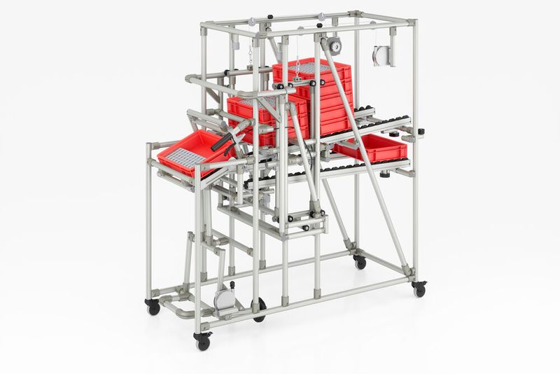 Eine Karakuri/LCA-Lösung entsteht innerhalb weniger Tage, ist kostengünstiger als konventionelle Automationsprojekte und kann Produktionsabläufe optimieren. (Bild: Item)