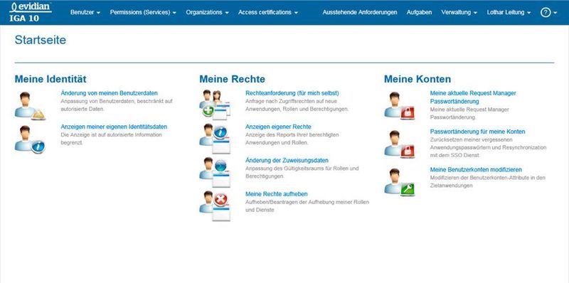 Die Startseite der IAM-Lösung von Atos (Evidian). (Atos (Evidian)))