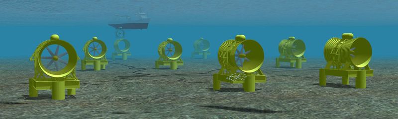 Kompakte, im Ölbad laufende Hydraulikbremsen von Wichita ermöglichen es, dass Turbinen zur Gewinnung erneuerbarer Energie ein Höchstmaß an Strom aus der Gezeitenströmung unter der Meeresoberfläche liefern.  (Bild: Altra)