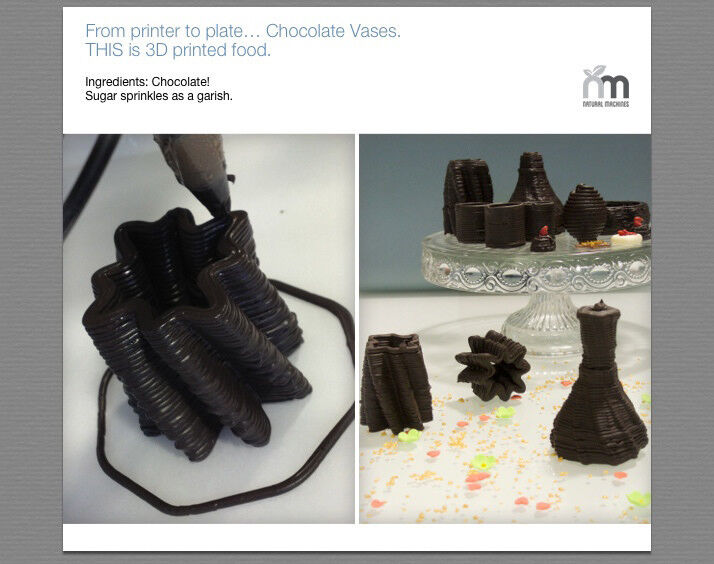 Sogar Vasen aus Schokolade lassen sich mit dem Foodini-3D-Drucker formen (Bild: Natural Machines)