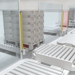 Beispielrendering: Access Safeguarading. Die Maschinenverordnung (MVO) legt fest, wie Maschinen künftig gebaut und auf den Markt gebracht werden müssen. Neu sind Anforderungen etwa zu Cyber Security und einer klaren Regelung für wesentliche Veränderungen. (Bild:  Leuze)