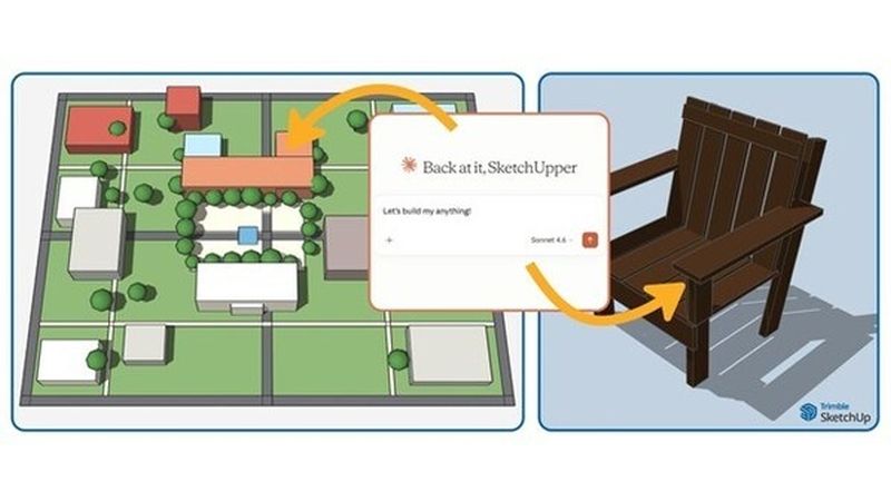 Trimble verbindet SketchUp mit Claude und bringt KI-gestützte, dialogbasierte Funktionen in die 3D-Modellierung.(Bild:  Trimble)