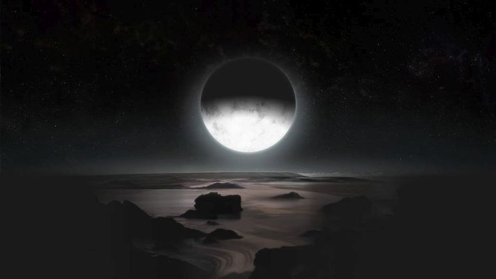 Mission New Horizon: Pluto bei Nacht - On July 14, New Horizons mission scientists will soon obtain the first images of the night region of Pluto, using only the light from Charon, itself softly illuminated by a Sun 1,000 times dimmer than it is at Earth (Bild: NASA)