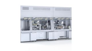 Compact and highly flexible, the new Variosys module fills and closes syringes and cartridges while offering 100 % In-process Control without sacrificing performance. The linked DDM module provides fully automatic denesting and nesting. (Source: Bausch+Ströbel )