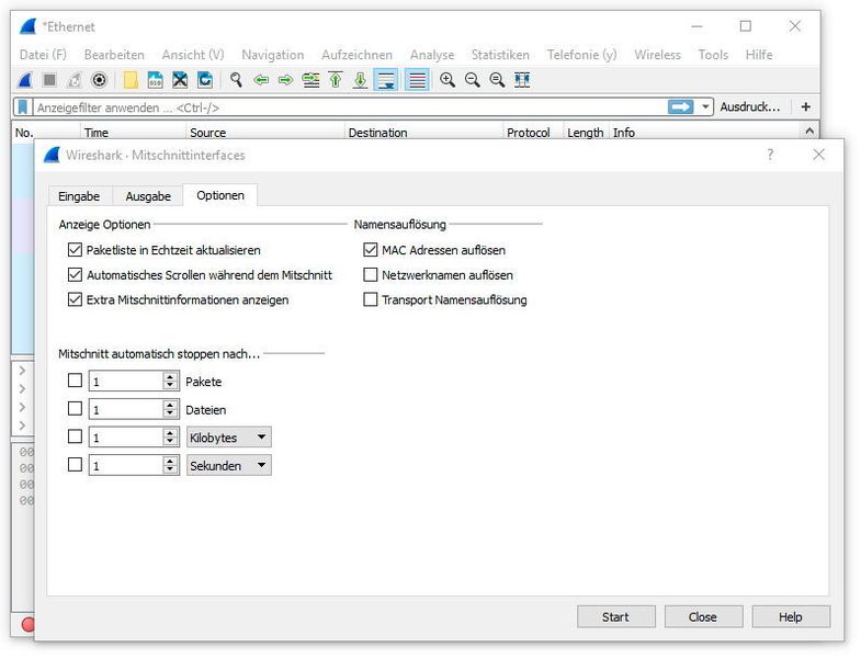 Für jeden Scanvorgang stehen verschiedene Optionen zur Verfügung. (Joos / Wireshark.org)