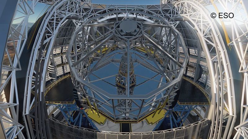 
Auf dem chilenischen Berg Cerro Armazones entsteht derzeit das European Extremely Large Telescope (EELT), das aktuell größte Teleskop der Welt, für das der Glas-Spezialist Schott einige der riesigen Spiegel liefert.
 (ESO)