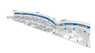Entlang der konzernweiten Wachstumsfelder Elektrifizierung, Automatisierung und Digitalisierung präsentiert Siemens den Besuchern in Hannover zahlreiche neue Produkte und Lösungen. Unter den zentralen Themen "Future of Manufacturing" und "Sustainable Energy" stellt sich Siemens den industriellen Herausforderungen der heutigen Zeit. Im "Digitalisierungsforum" finden die Besucher konkrete Anwendungsbeispiele und erfahren, wie Siemens die digitale mit der realen Welt verschmilzt. (Siemens AG)