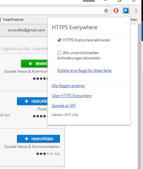 Mit HTTPS Everywhere wird sichergestellt, dass Internetseiten möglichst SSL-verschlüsselt aufgerufen werden. (Th. Joos)