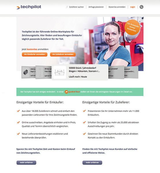 Techpilot hat seinen Marktplatz für Zeichnungsteile optimiert. Passgenaue Lieferantensuche, schnelles Platzieren von Anfragen und attraktive Präsentation der Zulieferbetriebe sind die Highlights. (Bild: Techpilot)
