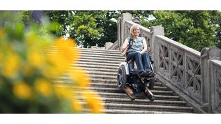 To give people with limited mobility the opportunity to live independently and flexibly is the mission of the young Swiss company Scewo, which has developed the stair-climbing electric wheelchair. (Image:Scewo)