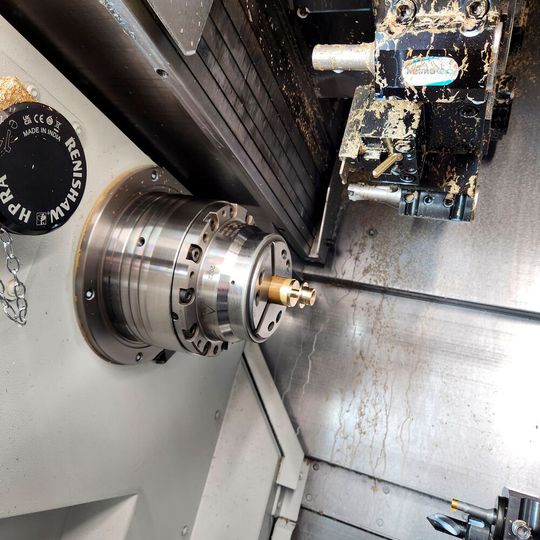Brass electronic parts being machined in batches up to 15,000-off Brass electronic parts being machined in batches up to 15,000-off
