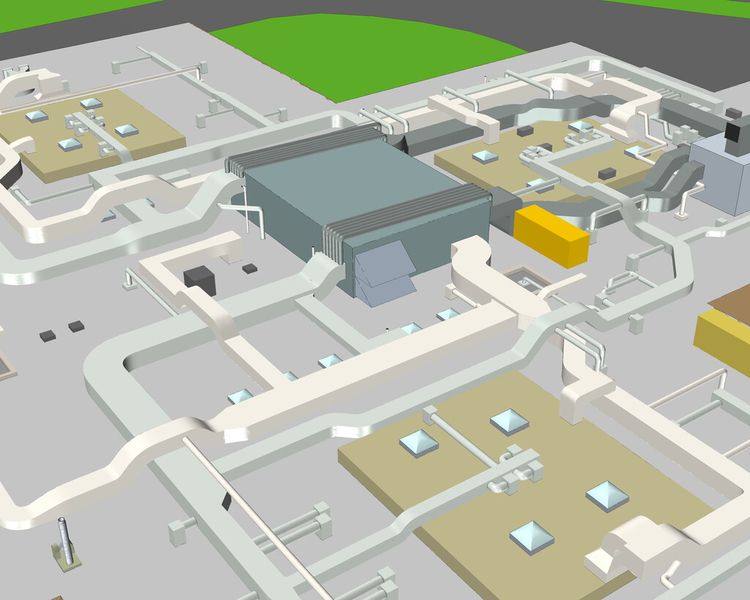 Bild 2: Im Gegensatz zum Windkanalversuch lassen sich mit Star-CCM+ sehr komplexe Situationen hinsichtlich Wind und Chemikalienverteilung berechnen. (Bild: CD-Adapco)