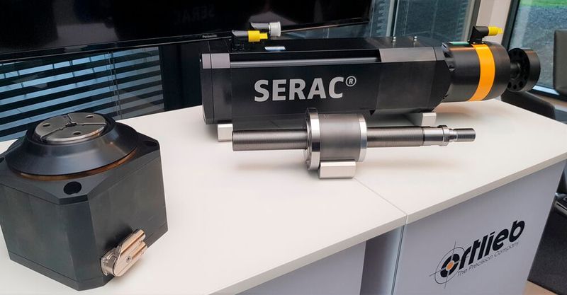 Die Ortlieb-Neuheiten auf einen Blick (v.l.): Die Vle42 kombiniert lineare Antriebstechnik und Spanntechnik in einer stationären Spanneinheit, mit der Asca Servospindel PWG37 schließt Ortlieb die Lücke zwischen 50 und 100 kN in der Baureihe PWG, die Servospindel PWG37 wird im neuen Serac Elektrozylinder Typ LHP75 eingesetzt. (Bild: VCG/Häuslein)