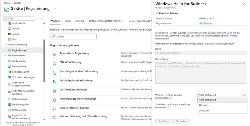Die mandantenweite Registrierungsrichtlinie unter 