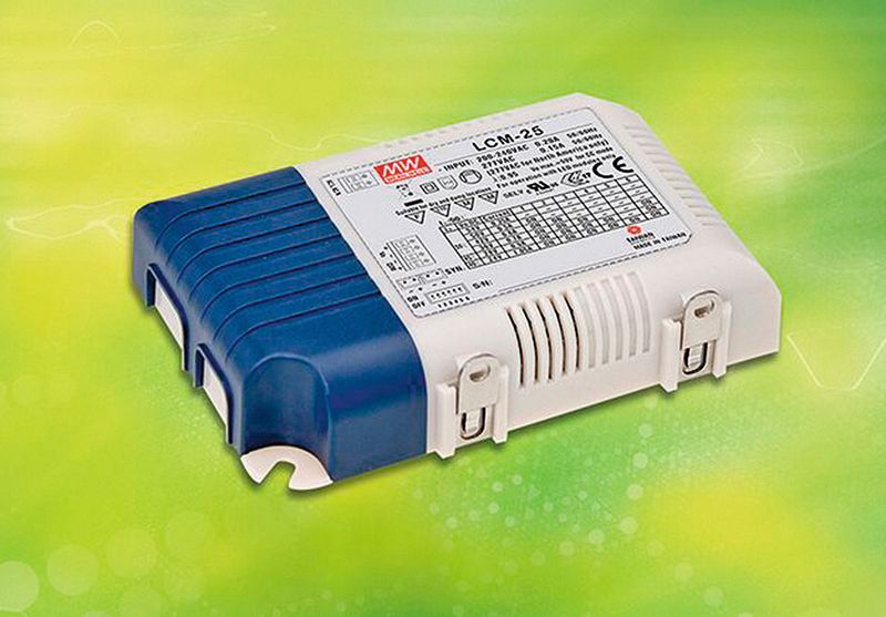 Für intelligente LED-Lichtsteuerungen bietet Emtron eine Erweiterung der Stromversorgungsfamilie LCM von Mean Well an. Das Modell LCM-25 (DA) hat eine Ausgangsleistung von 25 W. (Bild: Emtron)