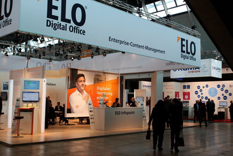 Der Stand von Elo Digital Office direkt am Eingang der Messe. (Robert Horn)