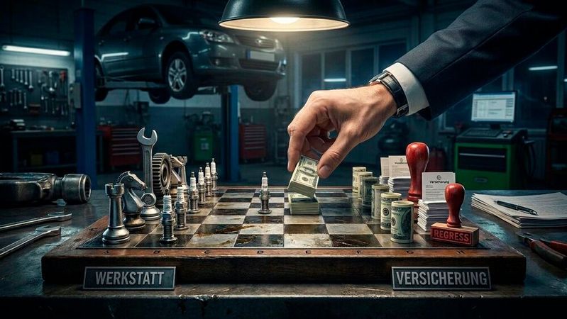 Werkstätten müssen sich gegen die Taktiken der Versicherer wappnen, um auf dem Spielfeld nicht den Kürzeren zu ziehen.(Bild:  Gemini / Gemini 3 Pro / KI-generiert)
