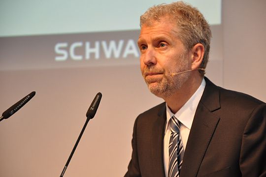 Schwacke-Geschäftsführer Michael Bergmann erläuterte dem Publikum einführend, dass der Datendienstleiter seit April dieses Jahres wieder unter der Marke Schwacke auftritt. (Archiv: Vogel Business Media)