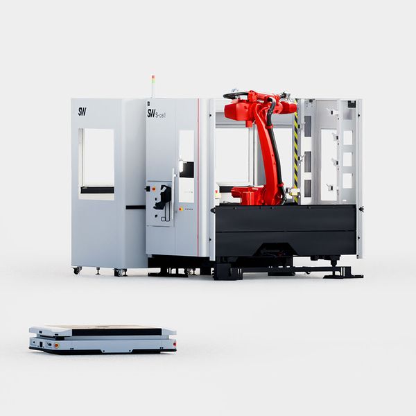 The S-cell enables flexible automation of production environments without fixed interlinking. (Source: Schwäbische Werkzeugmaschinen )