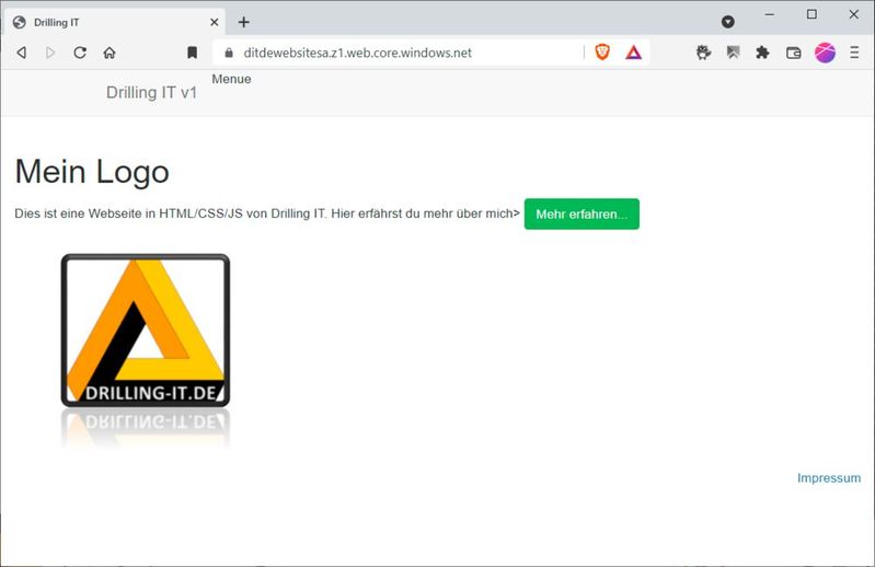 Eine statische Website mit Azure-Storage-Endpoint.