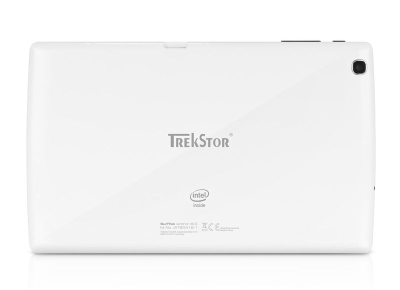 Die Rückseite des Surftab Wintron 8.0 ist in Weiß gehalten. (Bild: Trekstor)