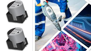The new AEVA and AEVB Series aluminum electrolytic capacitors are engineered for harsh industrial environments, delivering high-CV, long-lifetime performance in compact, surface-mount packages that reliably withstand up to 30g acceleration and operating temperatures extending from -55° to +125°C. (Source: Kyocera)
