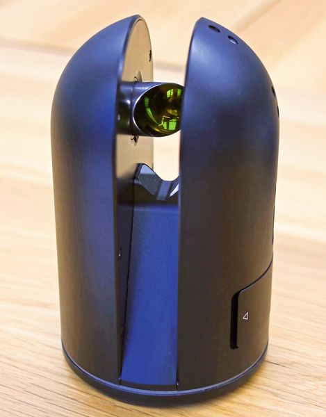 Der rotierende Spiegel sorgt für die Verteilung der Laserimpulse in einem Winkel von 360°. (Bild: Klaus Vollrath)