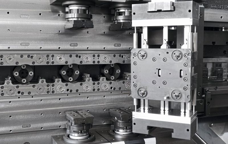 Damit häufige Werkzeugwechsel der variantenreichen Serien schnell und prozesssicher gelingen, sind Bihler Linearmaschinen mit AMF-Nullpunkt-Spannmodulen erstausgerüstet.(Bild:  AMF)