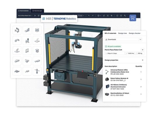 Die von Vention und Teradyne Robotics entwickelte Plattform zur Erstellung digitaler Zwillinge ermöglicht die Planung, Programmierung und Simulation von Universal-Robots-Zellen in einer einheitlichen digitalen Umgebung. (Bild:  CNW Group/Vention Inc.)