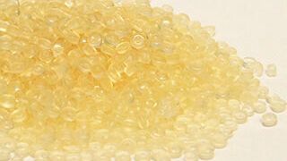 Pellets made from film that has had printing removed. (Mitsui Chemicals)