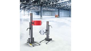 Ausgestattet mit der neuen Greif- und Dreheinheit QC3 für kleine Rollen und Fässer bis 60 kg: der Impact 130-3 (links) und Inox 90-3 (rechts). (Bild: Hovmand)