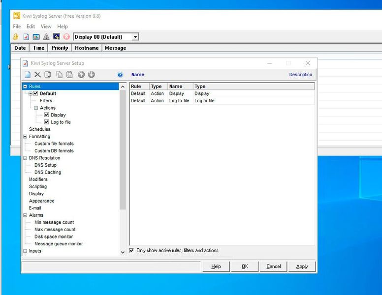 Die Einstellungen von SolarWinds Kiwi Syslog Server Free Edition bieten viele Vorteile. (Bild: Joos - SolarWinds)