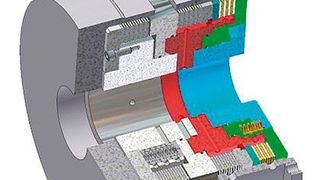 Bild 1: Hydraulisch betätigte Kupplungs-Brems-Kombination mit integrierter Hochhalteeinrichtung. Sie bietet drei Funktionen auf kleinstem Raum. (Archiv: Vogel Business Media)