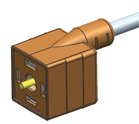 CAD-Zeichnung des neuen Ventilsteckverbinders mit geradem Kabelabgang (Bauform A). (Bilder: Escha)