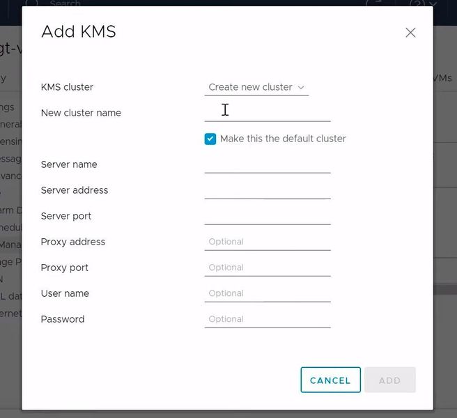 Auf einem neuen Fenster geben Sie die Verbindungsdaten zum KMS-Cluster ein. (Joos)