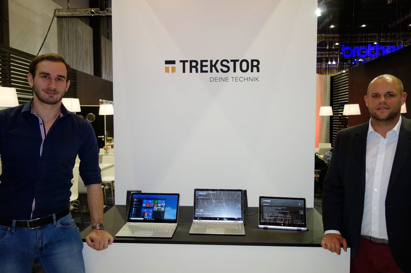(l.) Thorsten Thomas, Microsoft, und Christopher Jäger, TREKSTOR, setzen auf Slim Produkte. (Bild: IT-BUSINESS)