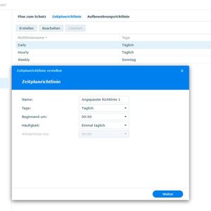 Erstellen einer Zeitplanrichtlinie für die Virtualisierung.(Bild:  Joos)