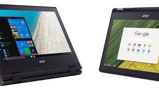 Speziell für den Einsatz in der Schule ist der robuste Acer Travelmate Spin B1. Zusätzlich bietet Acer auch noch das Chromebook Spin 11 für den Bildungsbereich an. (Acer)